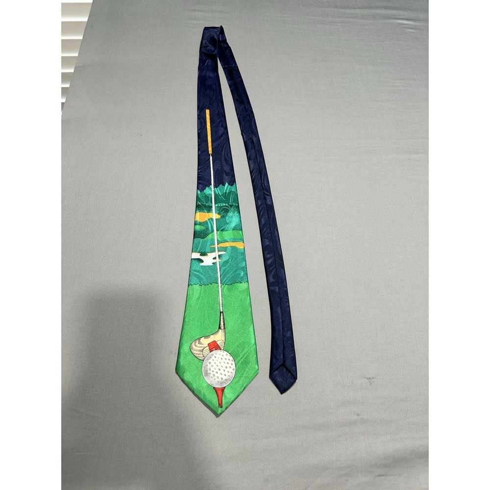Tee Off Men's Golf Necktie Ball Club Golfing Sports Golfer‎ Gift Blue Neck Tie